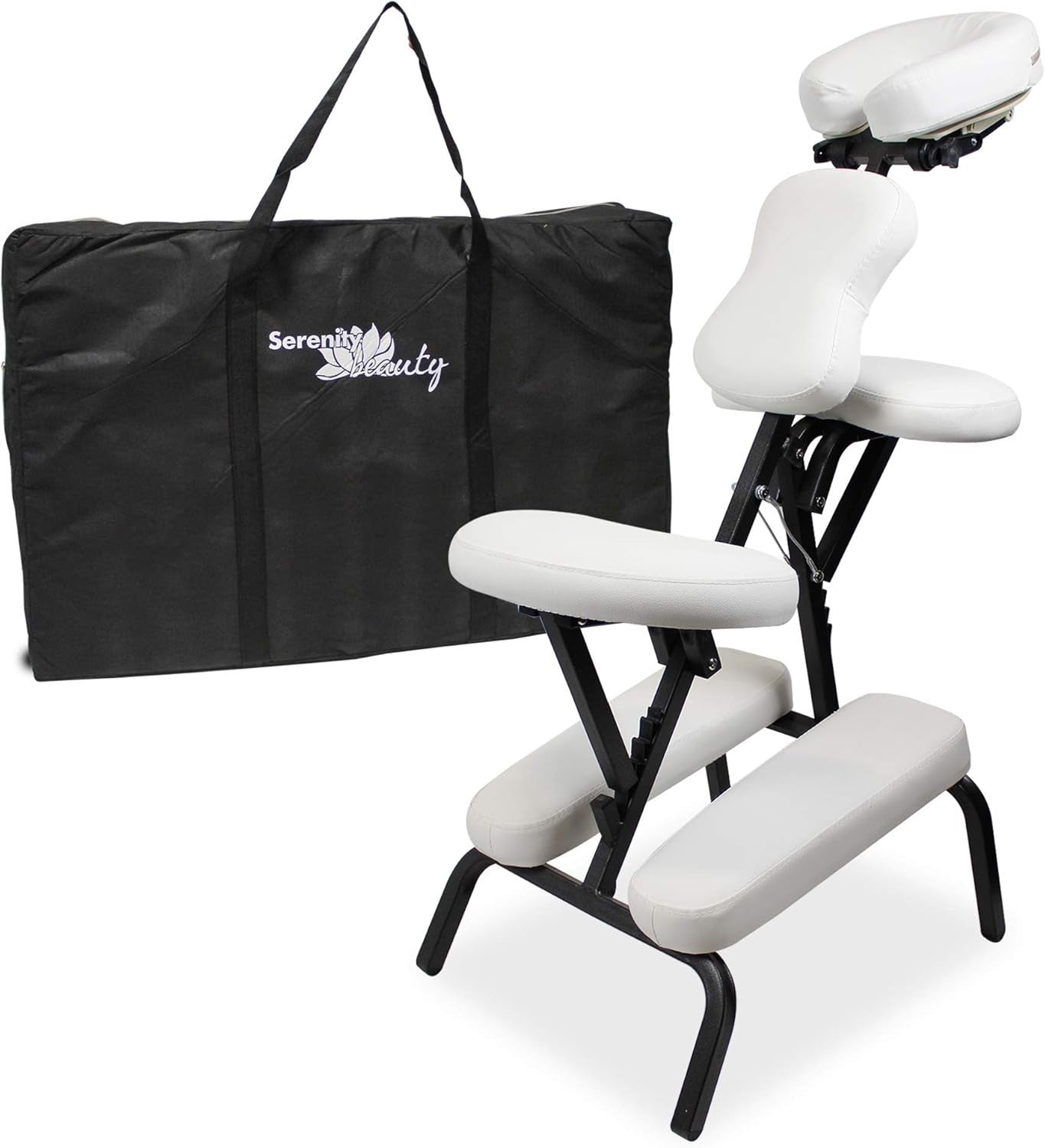Portable Folding Massage Chair Adjustable Tattoo Beauty Therapy Stool White