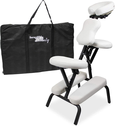 Portable Folding Massage Chair Adjustable Tattoo Beauty Therapy Stool White
