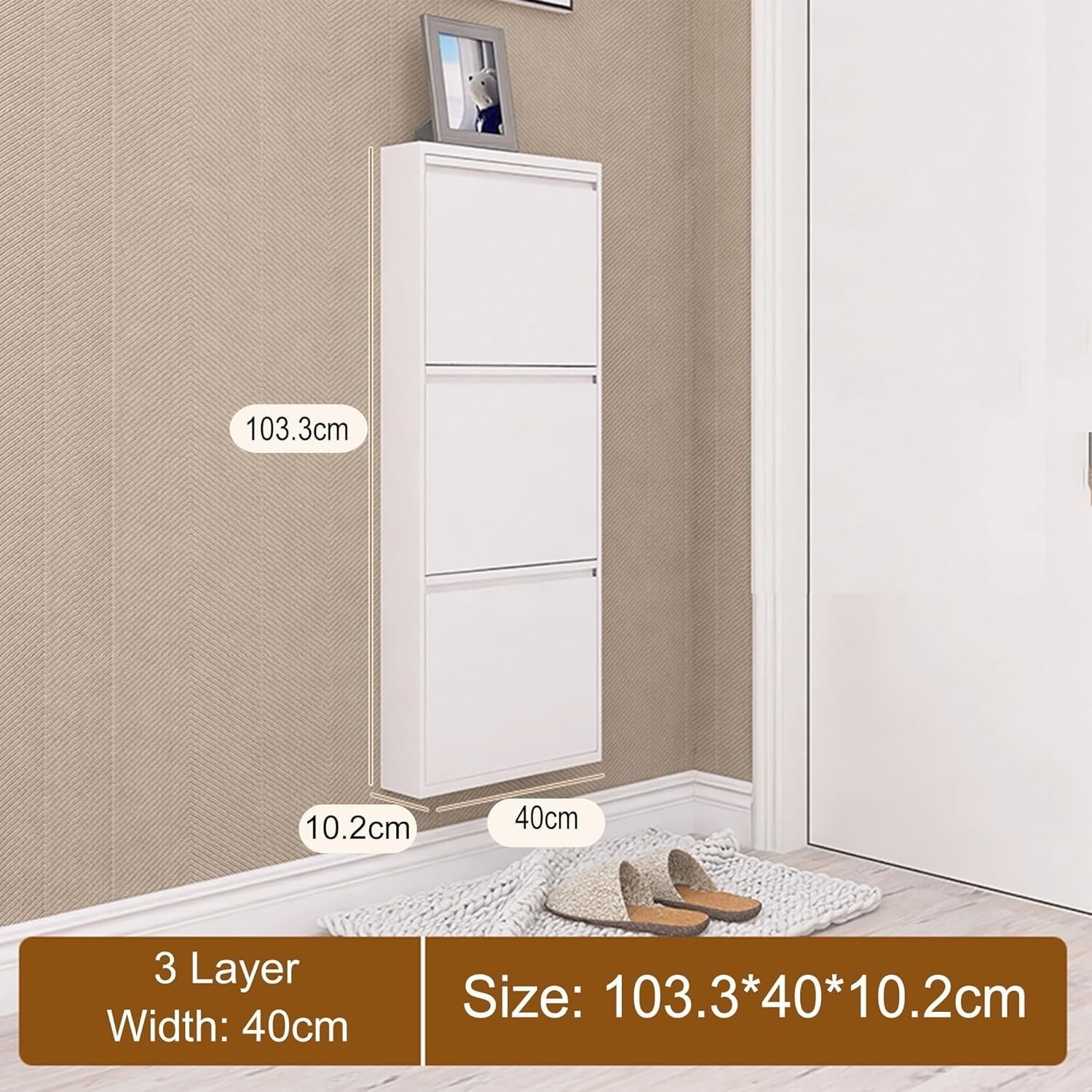 Slim Hidden Shoe Storage Cabinet with Doors – Space-Saving Entryway Organizer