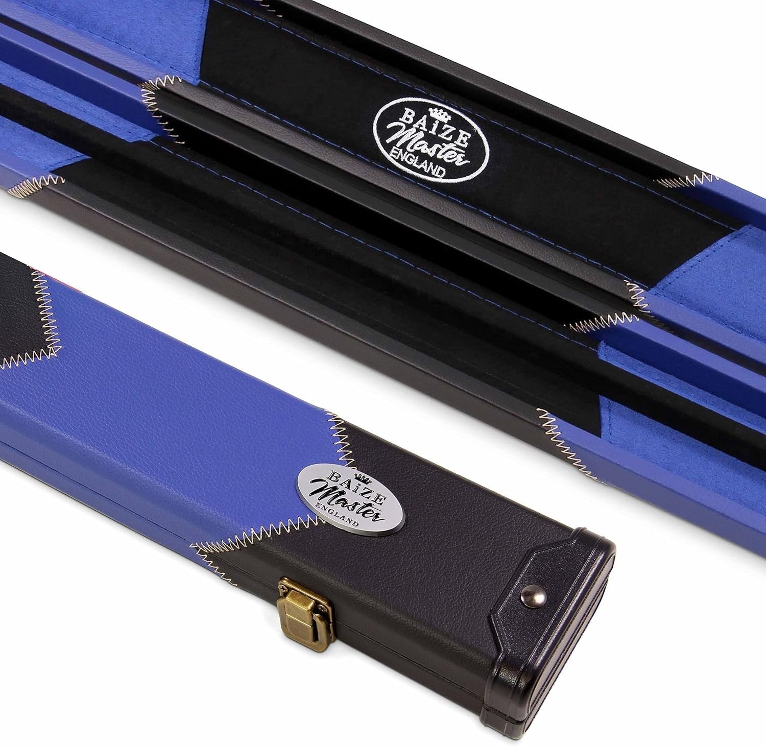 Royal Blue Hard Cue Case Snooker Pool 2 Piece Centre Joint Deluxe