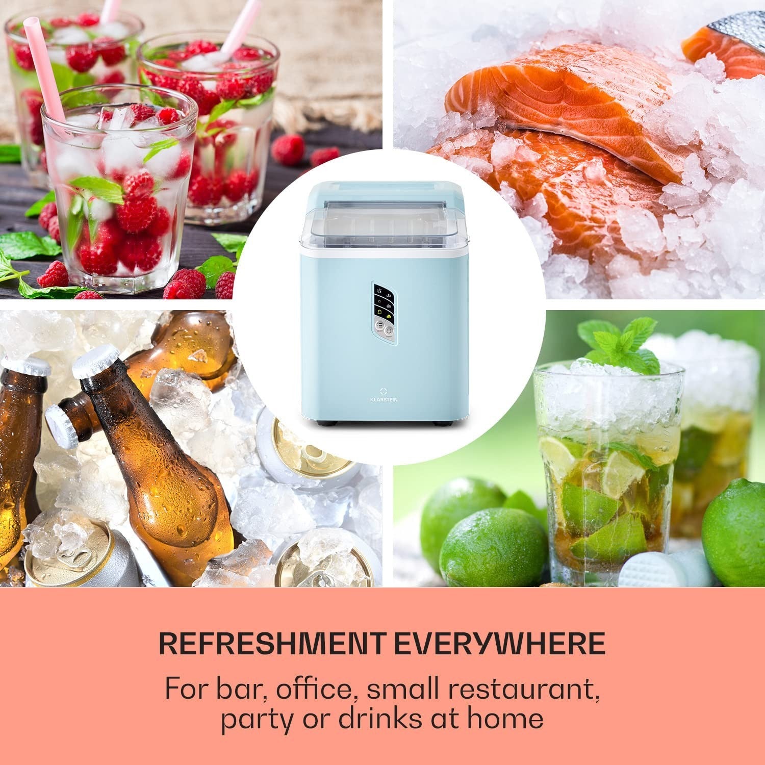 Countertop Ice Maker Machine 12kg/24h Fast Bullet Ice Self Cleaning 1.5L