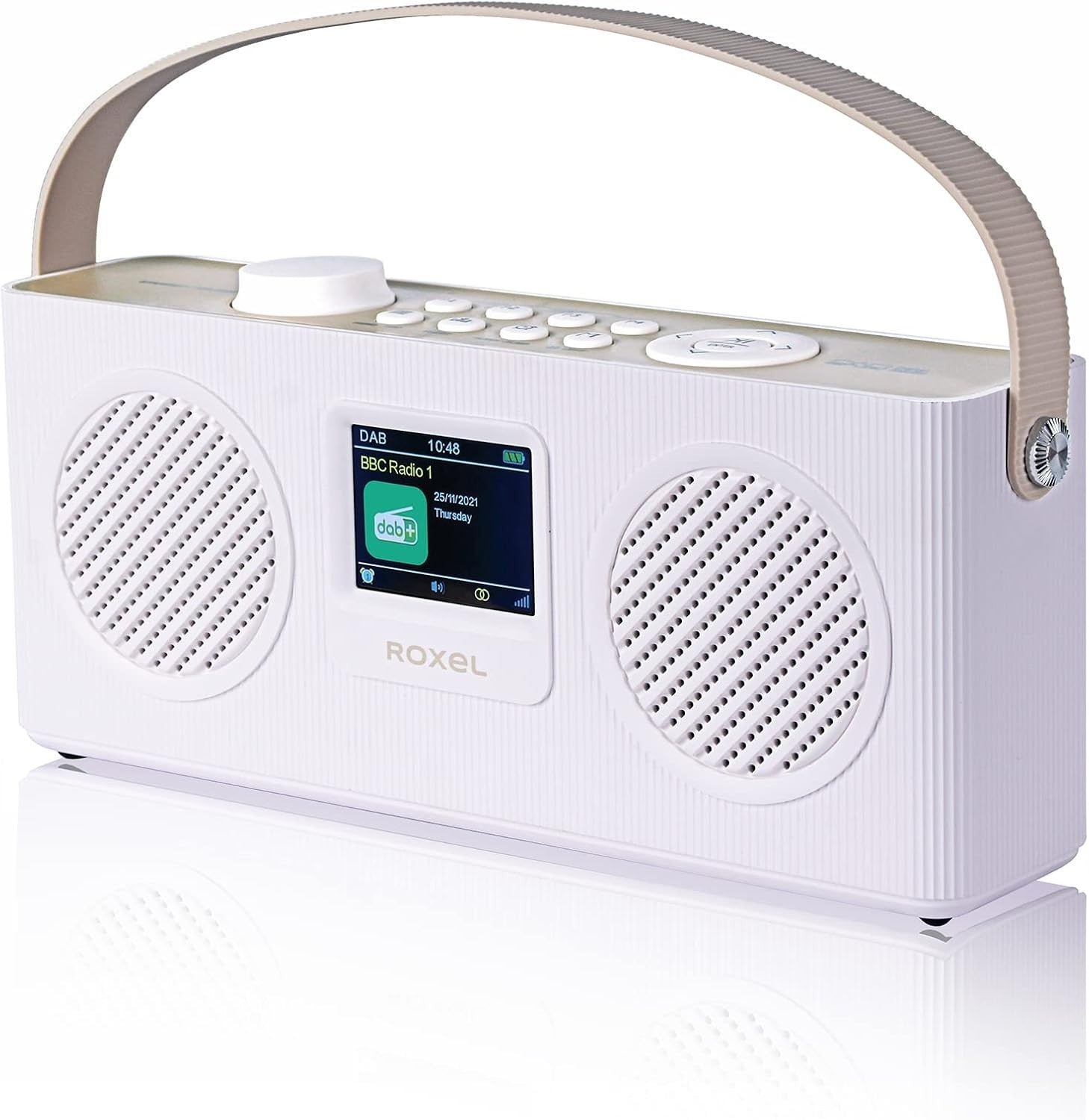 DAB+ FM Digital Radio Bluetooth USB TF Card Alarm Clock Portable White/Cappuccin