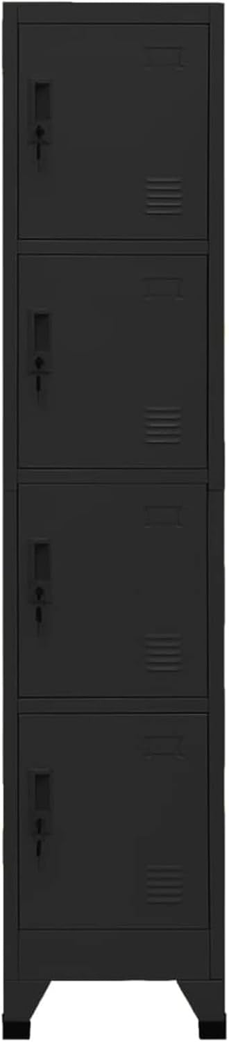 4 Door Black Metal Locker Cabinet Lockable Steel Storage Cupboard Office Gym