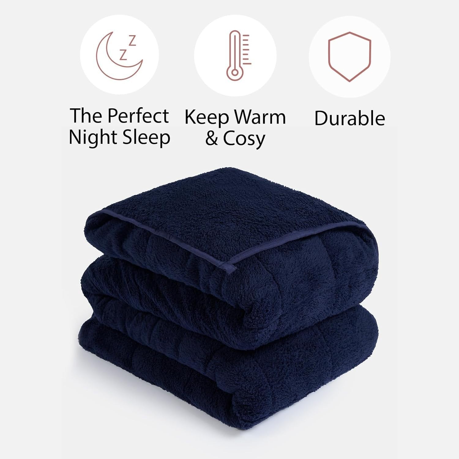 Teddy Fleece Weighted Blanket Navy Blue 4kg 125x150cm Calming Comfort