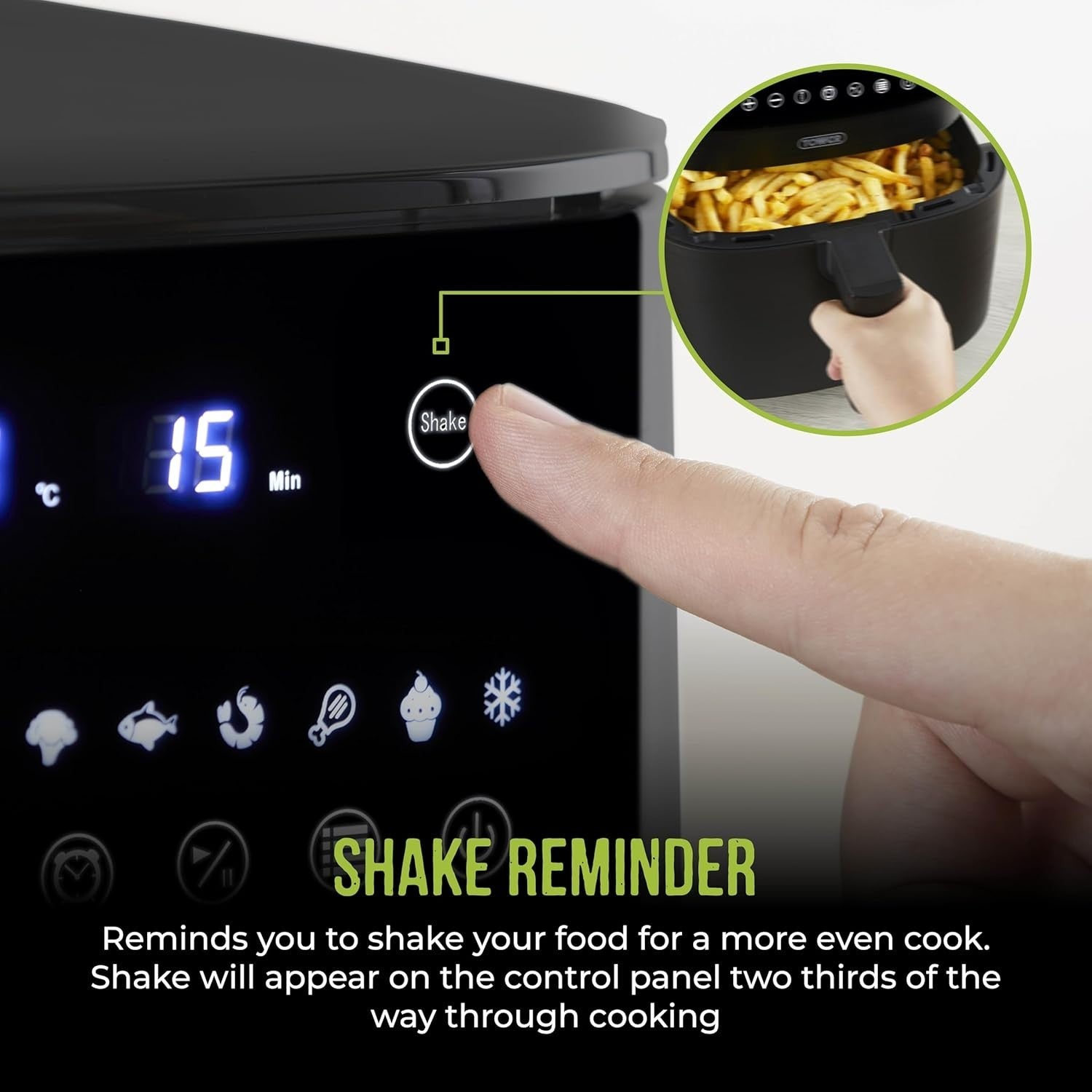 7.2L Digital Air Fryer 11 Presets 1650W 60min Timer Shake Reminder