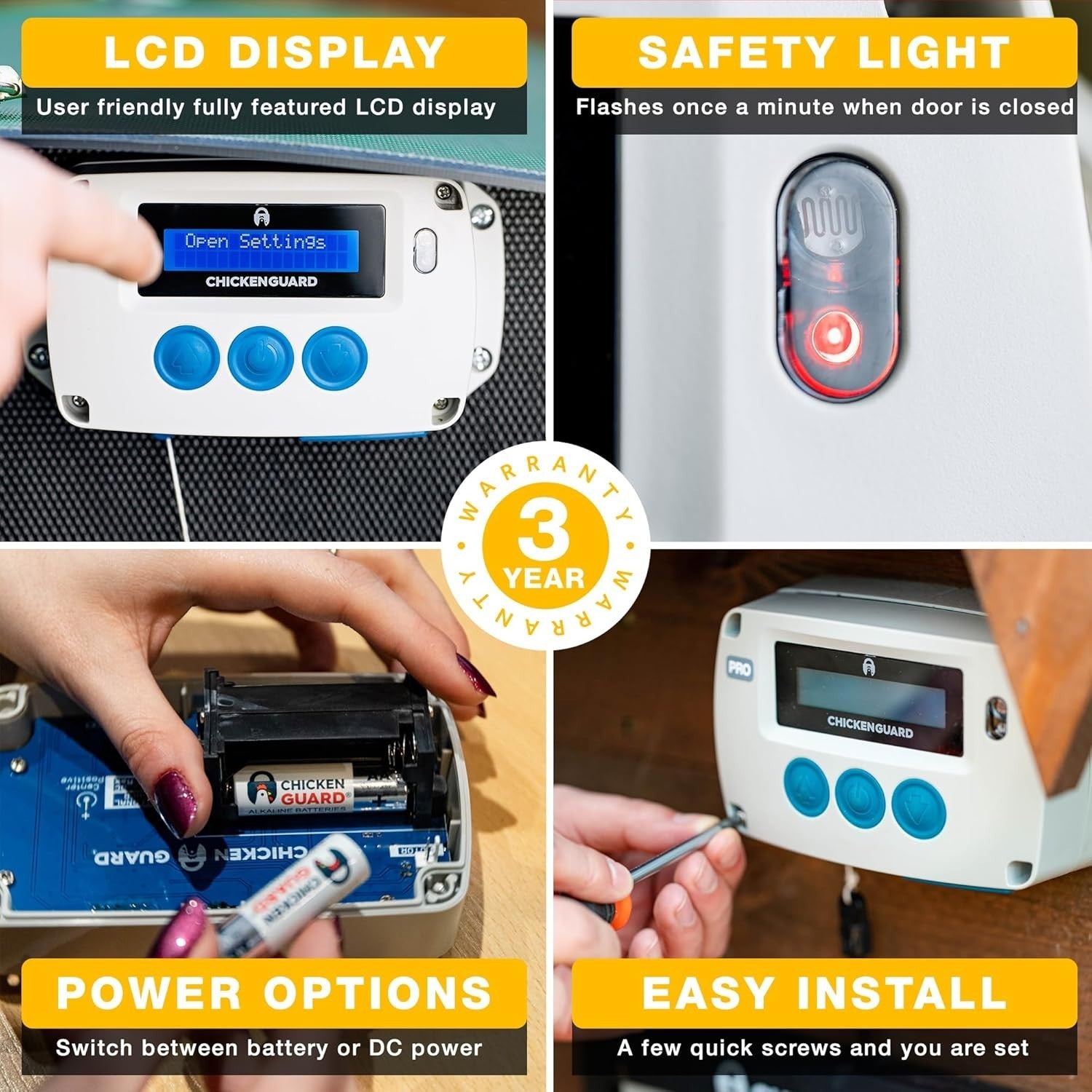 Automatic Chicken Coop Door Opener Kit Solar Battery DC
