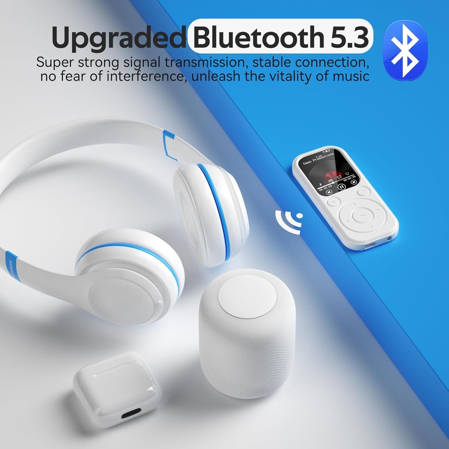 64GB Bluetooth MP3 Player White 2.01" HD Screen FM