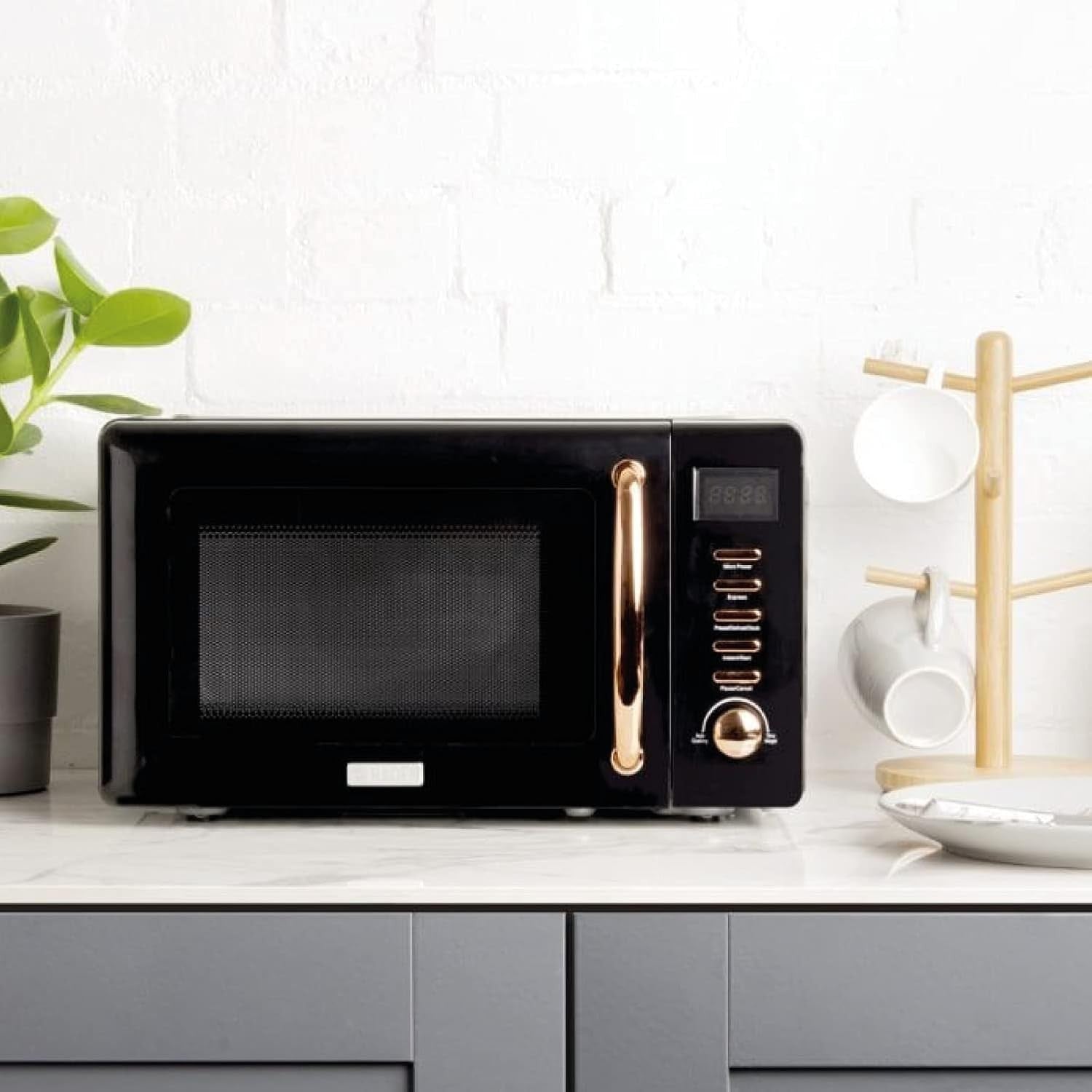 Black & Copper 20L Microwave 800W 5 Power Levels Digital Timer