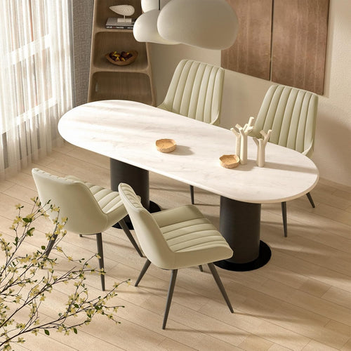 4 Beige Dining Chairs Upholstered Fabric Metal Legs Modern Padded Seat