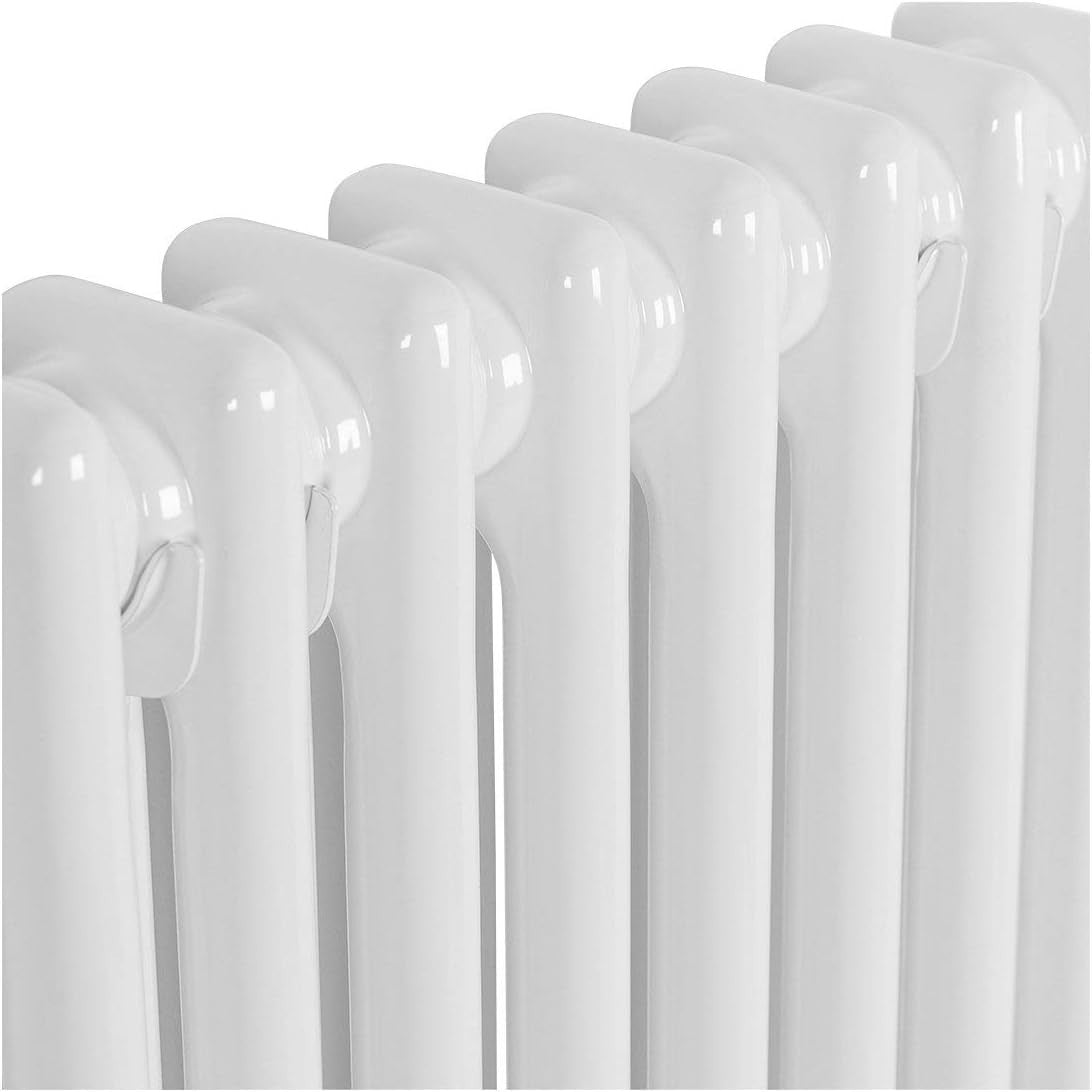 Vertical Double Column Radiator 1500x380mm White Cast Iron Style