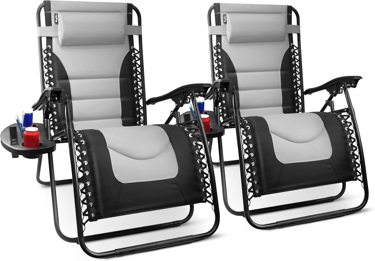 XXL Zero Gravity Outdoor Chairs Set of 2 – Heavy Duty, Padded Recliners