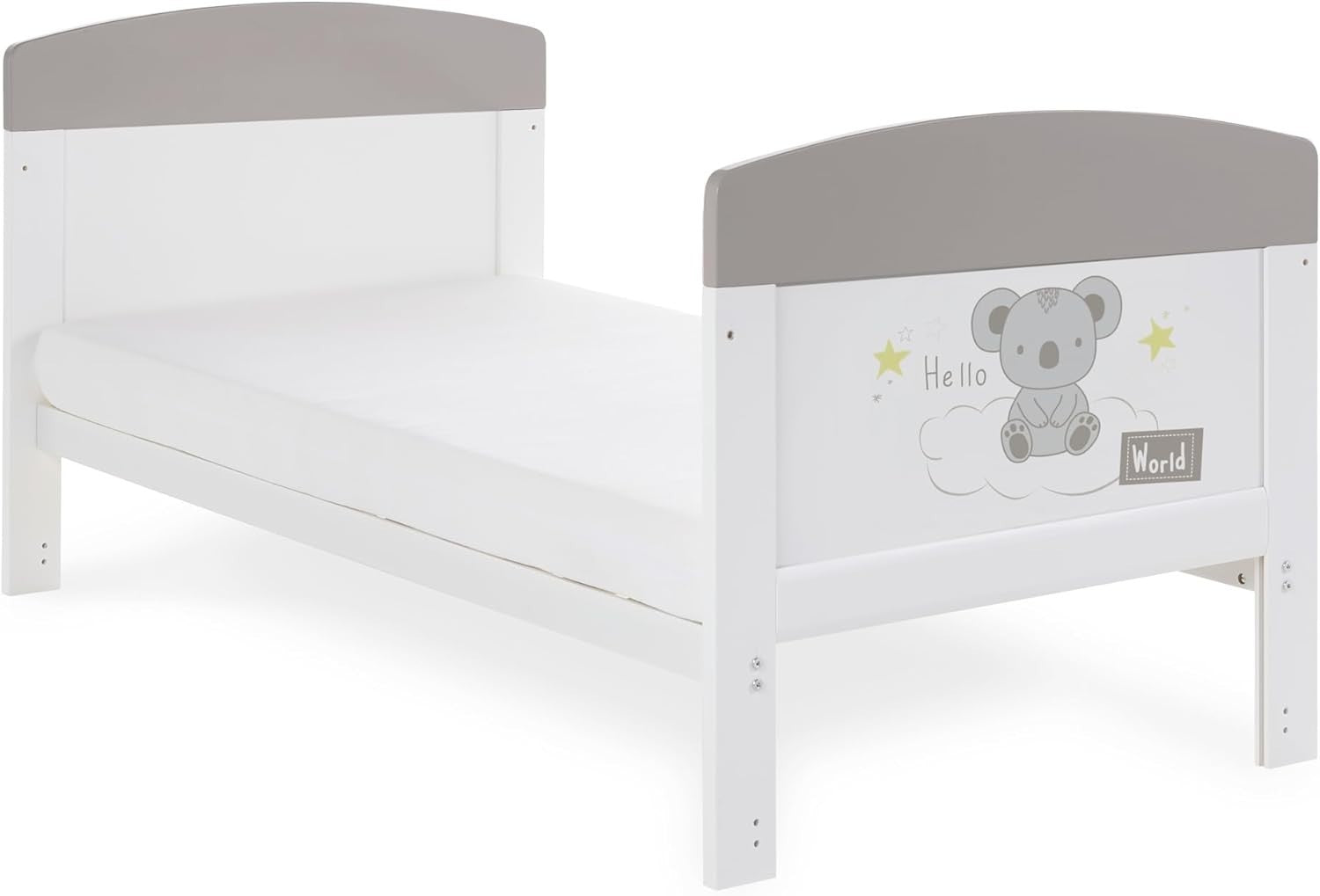 Convertible Cot Bed with Adjustable Height Toddler Bed 140x70cm Koala Grey