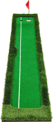 Golf Putting Green Mat 10ft Indoor Outdoor Practice Trainer 2 Holes Balls