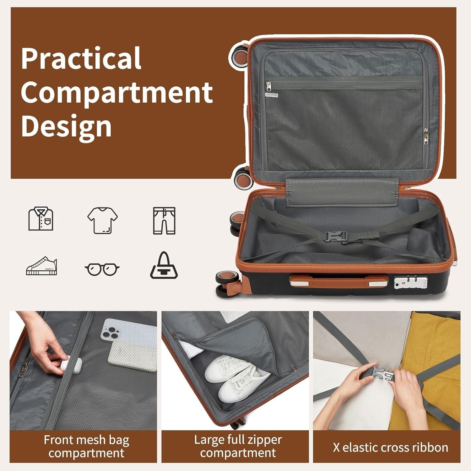 28” Extra Large Suitcase Lightweight PP Hard Shell Spinner Wheels TSA Lock