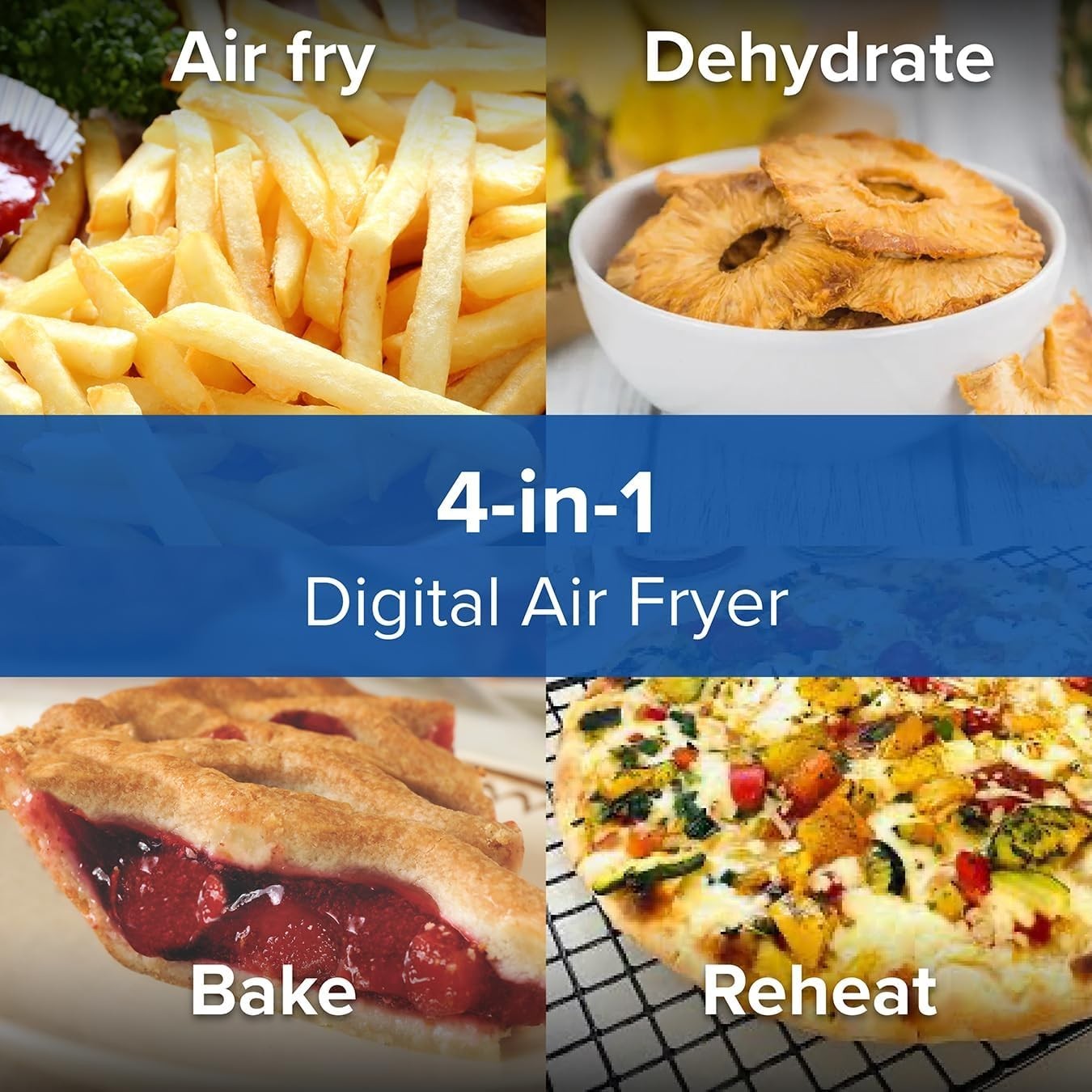 2.8L Digital Air Fryer 4-in-1 Oil Free 360° Air Technology