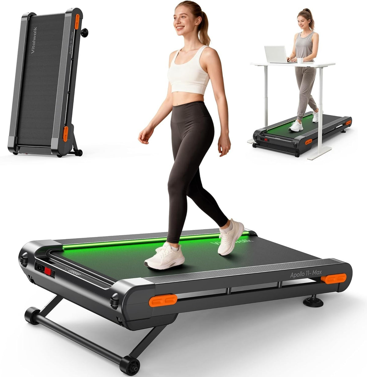 Under Desk Walking Treadmill 3.5HP Quiet Incline Home Office 159KG Capacity