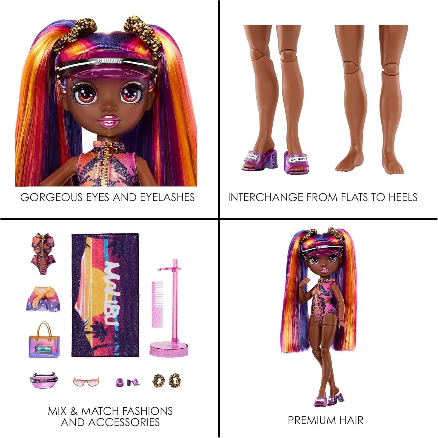Sunset Fashion Doll Poolside Outfit Interchangeable Legs Stand