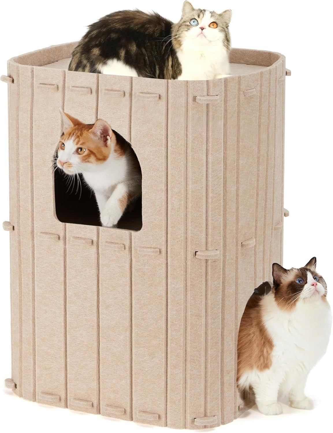 2 Storey Felt Cat House Large Cat Cave Condo Multi Cat Indoor Bed