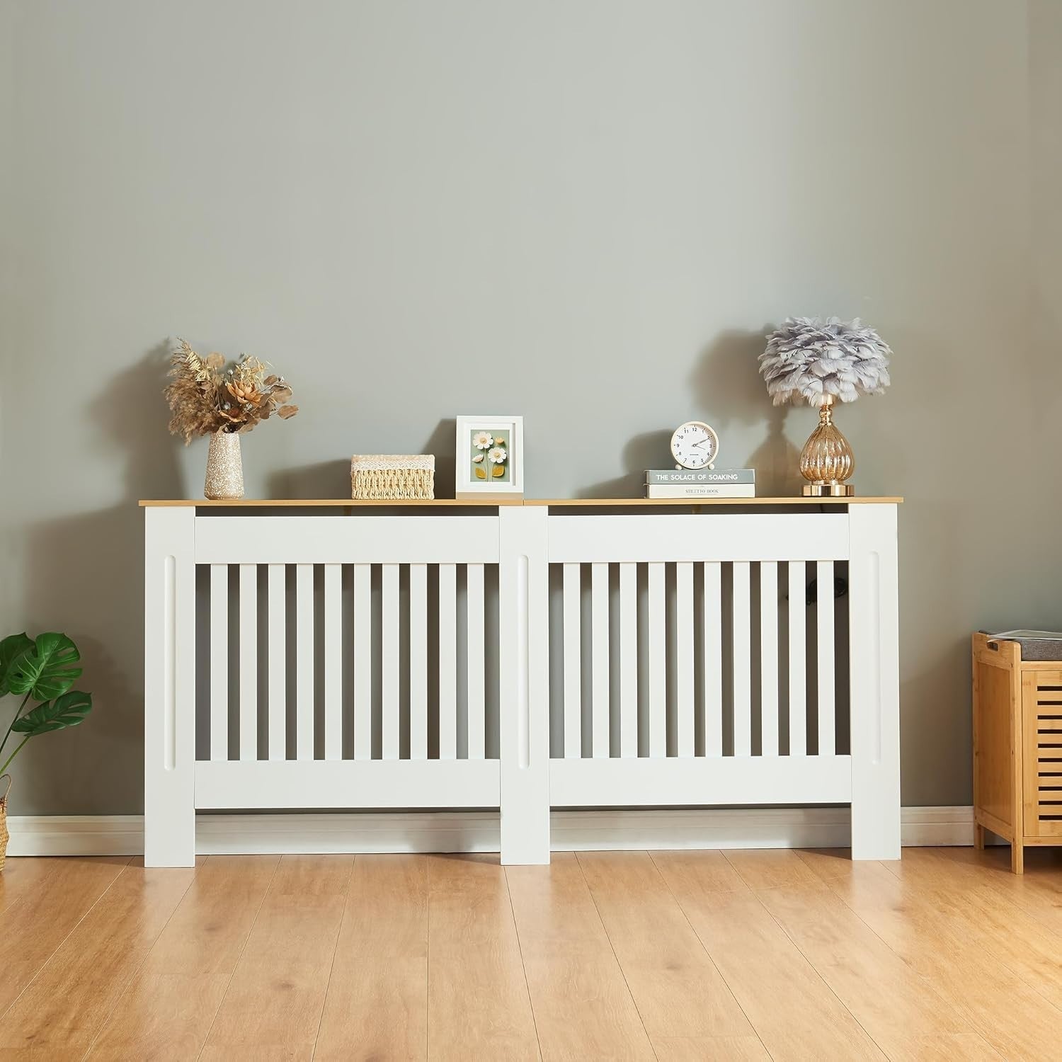 Radiator Cover White Wood Cabinet XL | Traditional Grill Design MDF Top