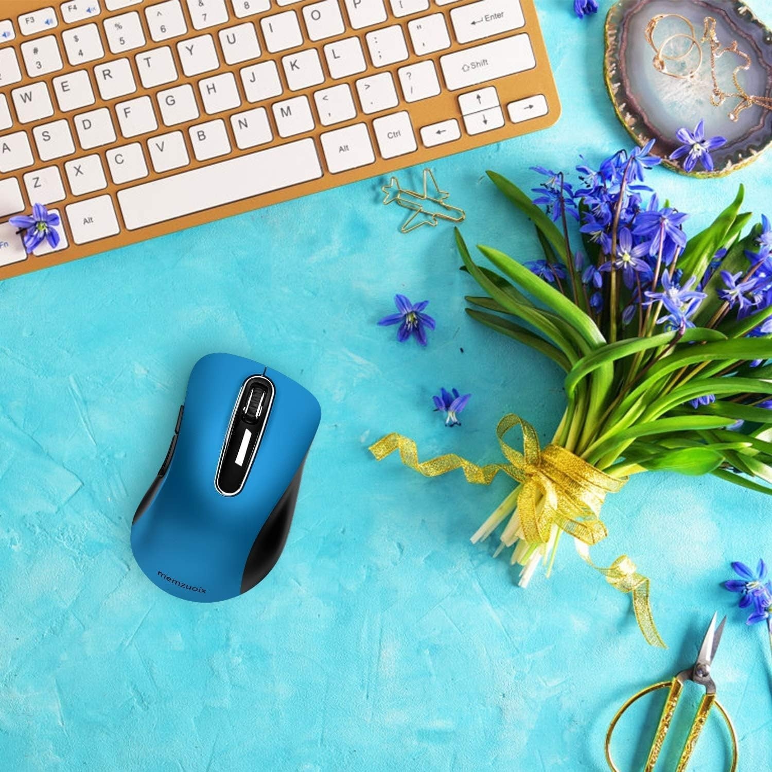 Blue 2.4G Wireless Mouse 1400 DPI Optical USB 5-Button Laptop PC