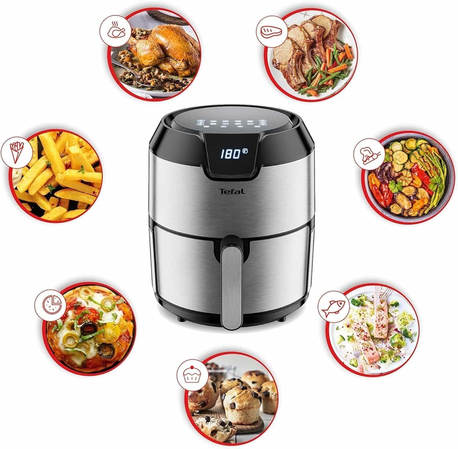 XL Air Fryer 4.2L 1500W Digital Touchscreen 6 Programs Grill Roast Bake