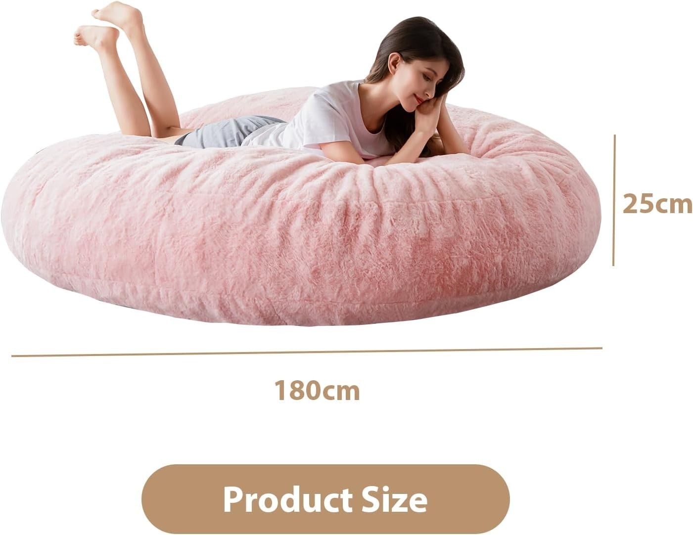 180x180cm Bean Bag Sofa Bed | Plush Floor Chair Converts to Guest Bed