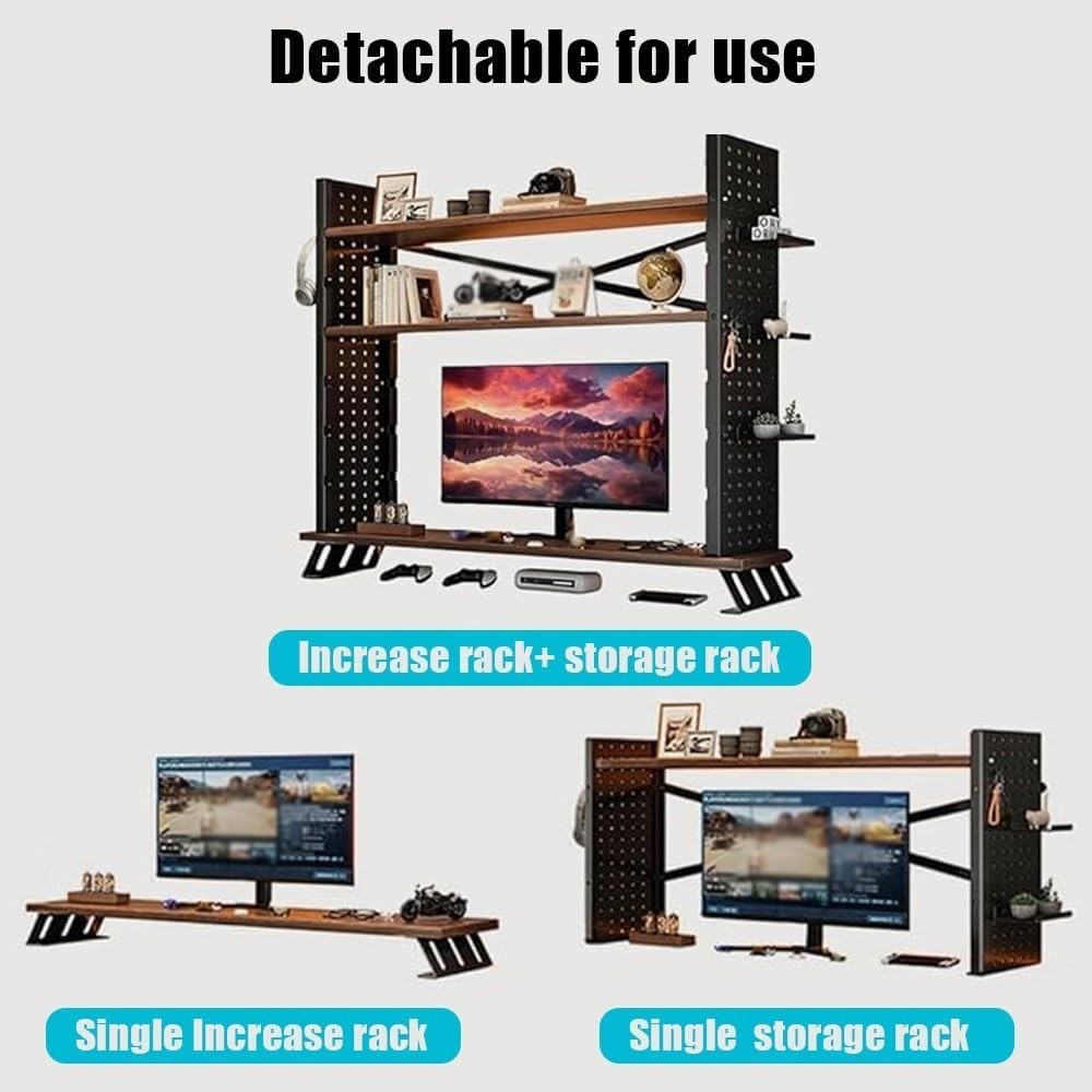 3 Tier Desk Hutch Adjustable Desktop Bookshelf Monitor Stand 100cm White