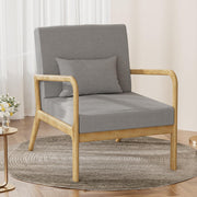 Mid-Century Modern Wide Seat Accent Armchair with Lumbar Pillow