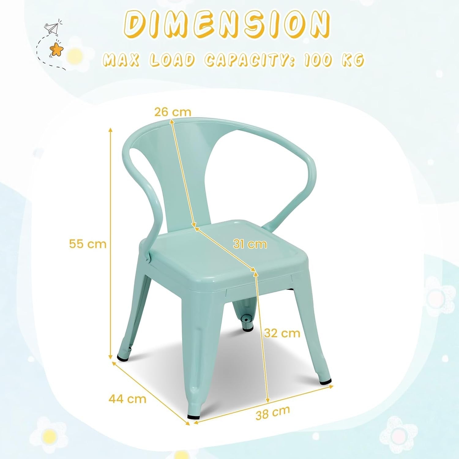 Kids Table and 2 Chairs Set Metal Study Activity Desk for Drawing Play