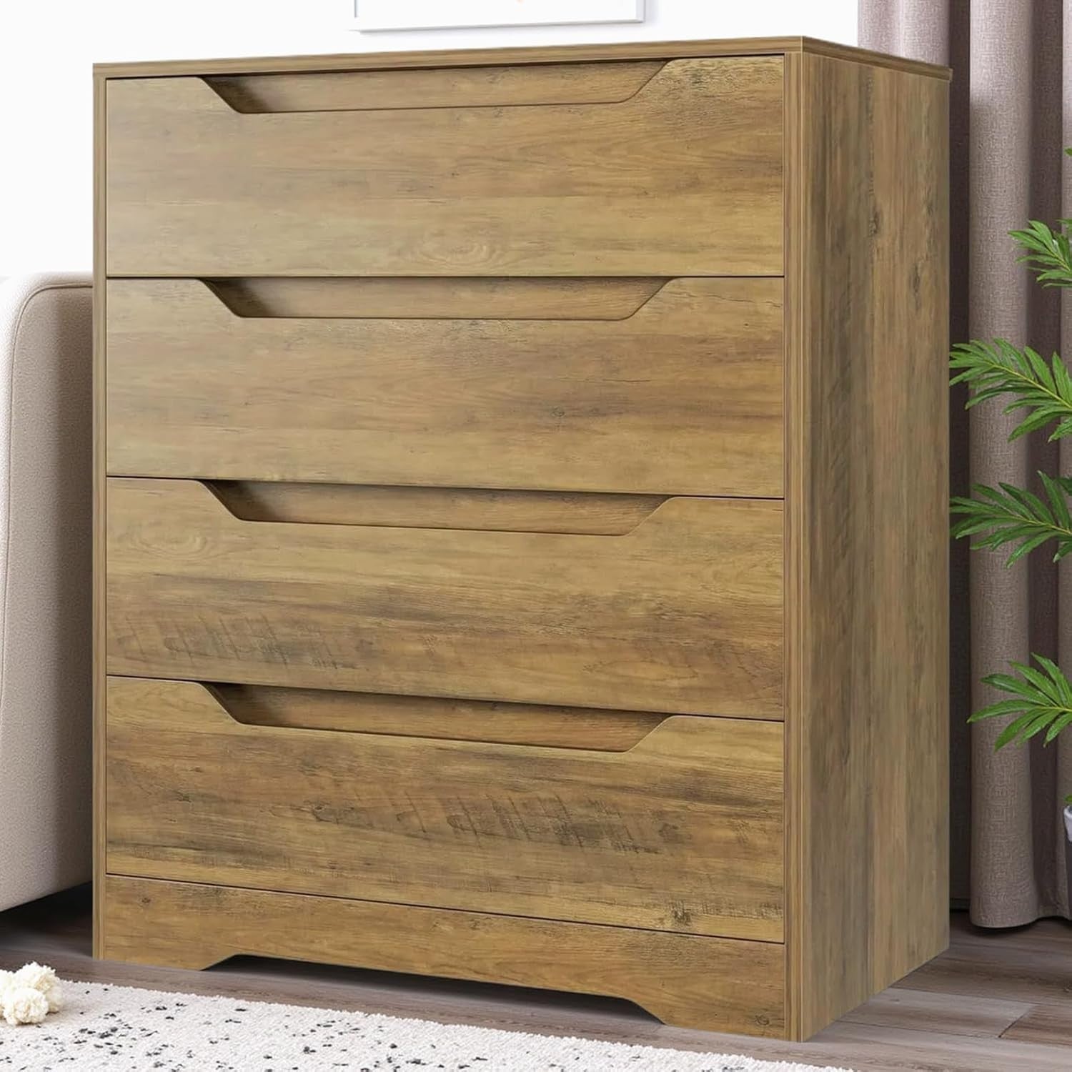 Wooden 4 Drawer Chest Bedroom Storage Cabinet Retro Minimalist Dresser
