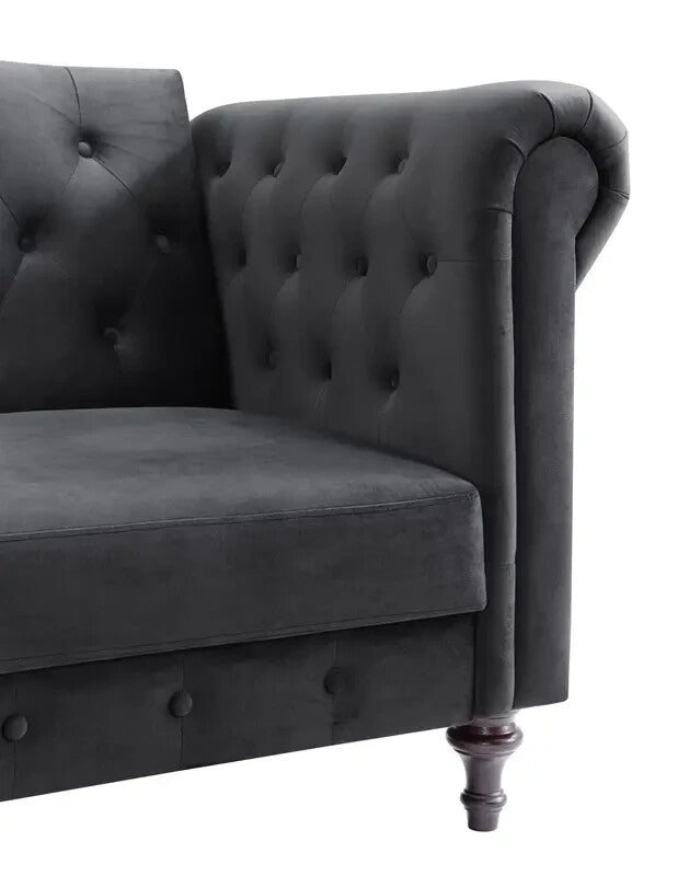 Dark Grey Velvet Chesterfield 3 Seater Sofa Bed Click Clack