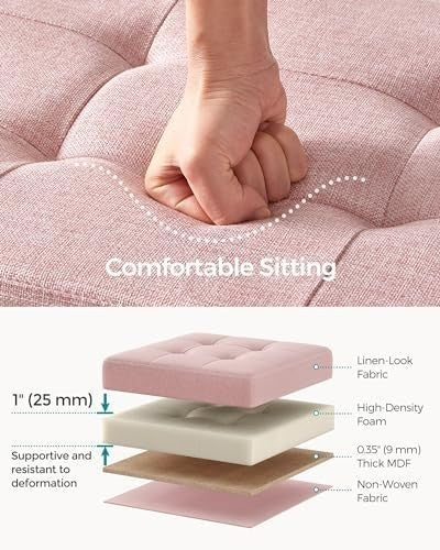 Storage Ottoman Bench 110cm Foldable Footrest Seat with Storage Jelly Pink