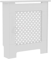Small White Radiator Cover | Traditional Cross Pattern MDF Cabinet