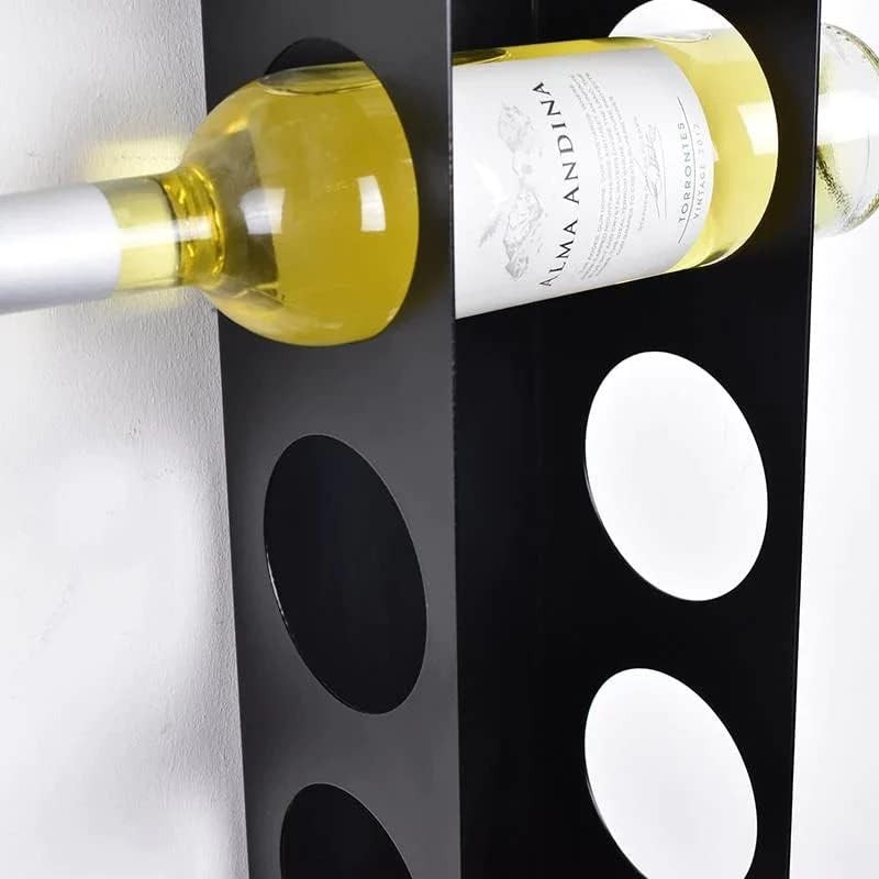 Wall Mounted Vertical Wine Rack 7 Bottle Holder Modern Space Saving Steel Black
