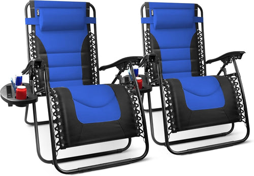 Zero Gravity Reclining Chairs Set of 2 – XXL Heavy Duty, Padded, Outdoor