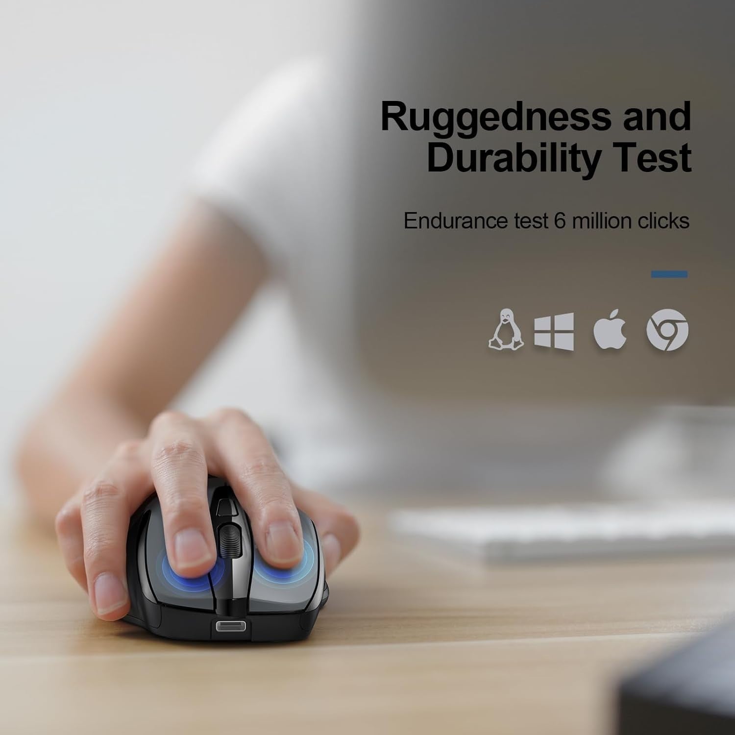 Rechargeable Wireless Mouse 4800DPI Silent Click Ergonomic USB Laptop PC