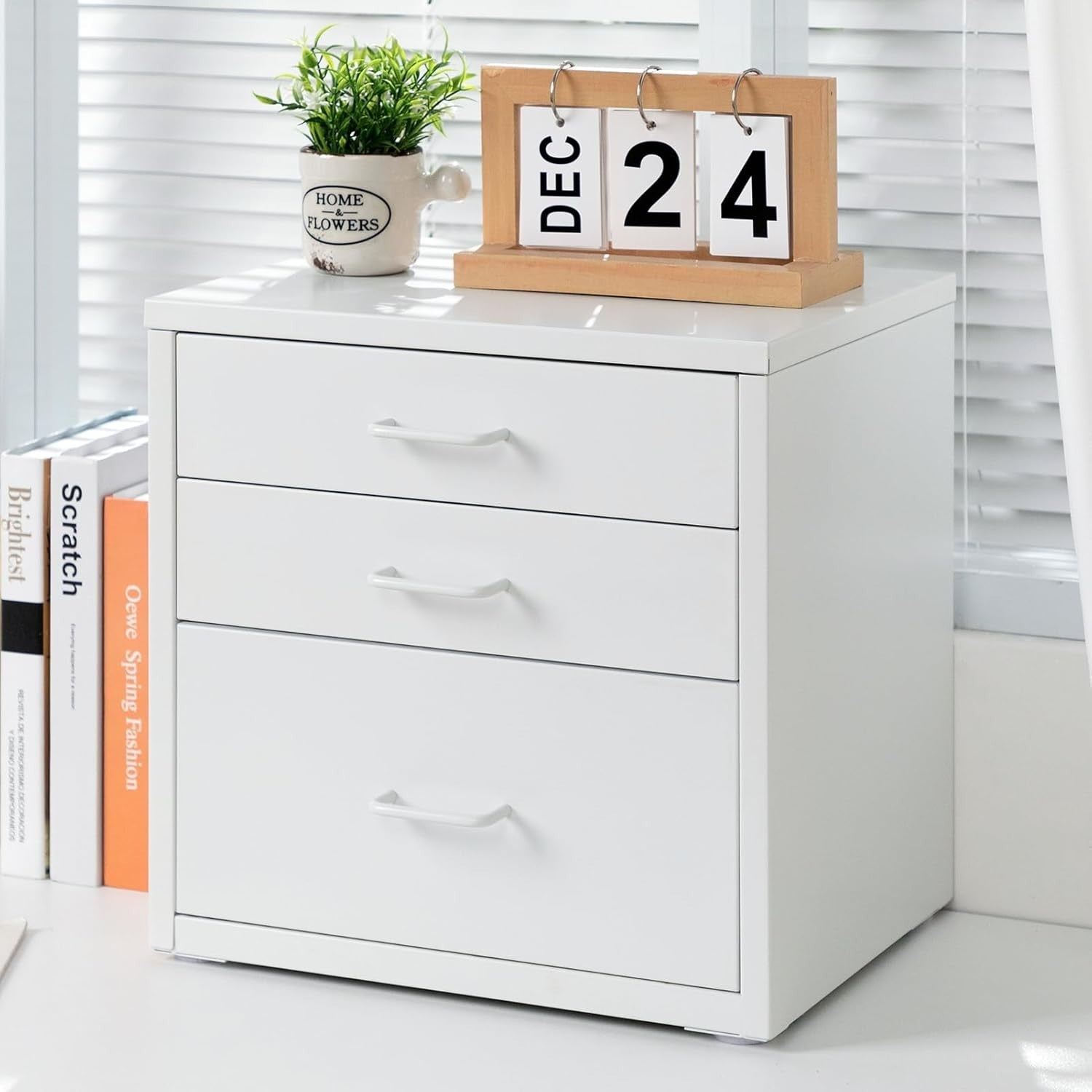 Desktop A4 File Cabinet 3 Drawer Metal Office Storage Organizer Unit