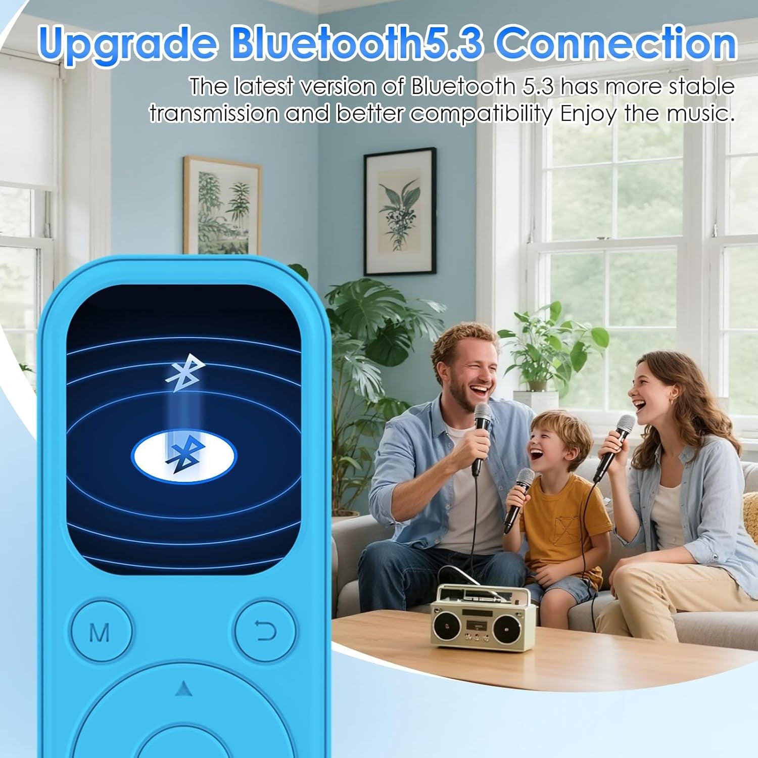 64GB Bluetooth 5.3 MP3 Player Blue Built-In Speaker FM