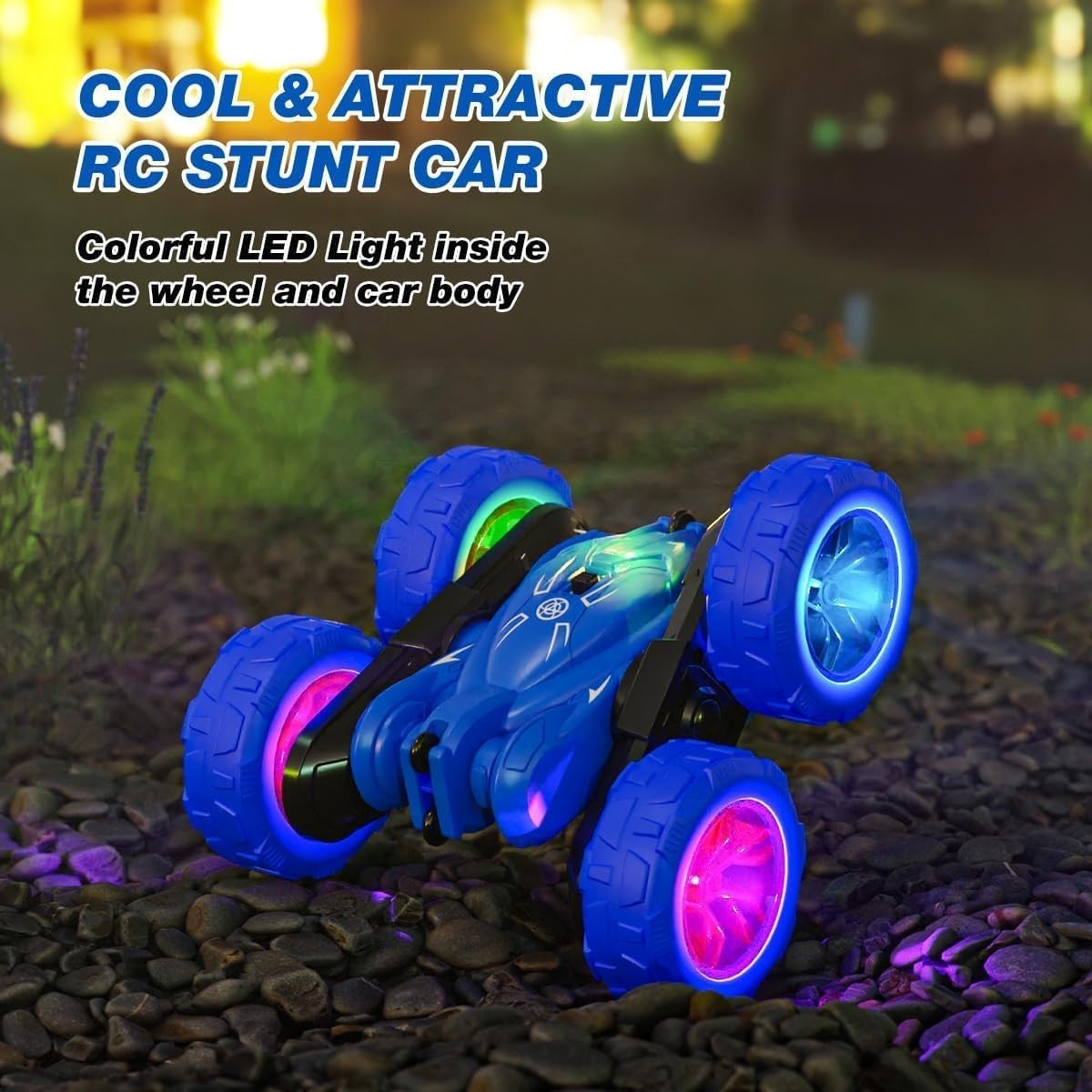 4WD 360° RC Stunt Car w/ LED Lights | Flip Spin Dual-Sided Remote Toy Kids