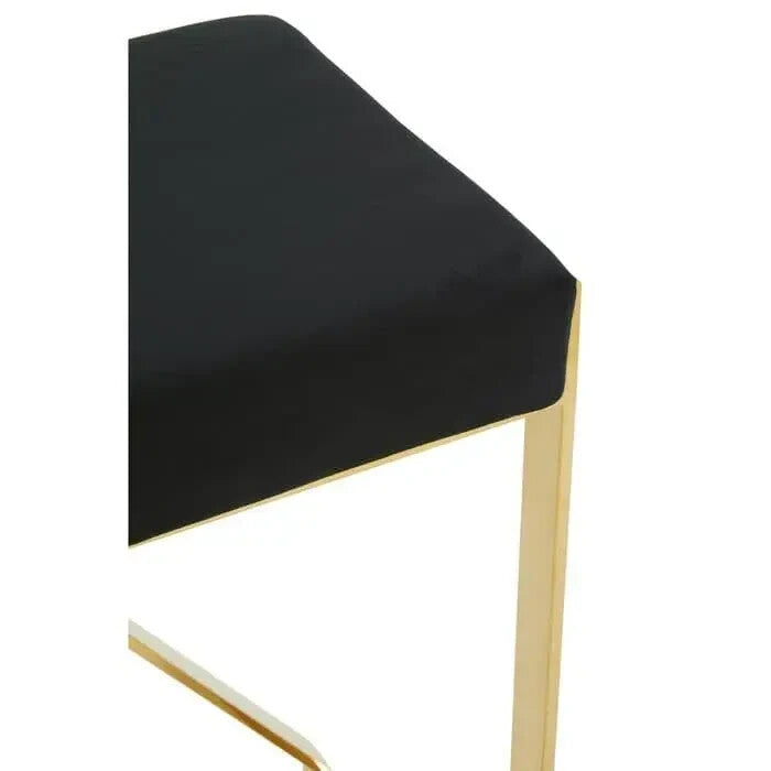 Black Velvet Bar Stool Gold Steel Frame Modern X-Leg Breakfast Chair