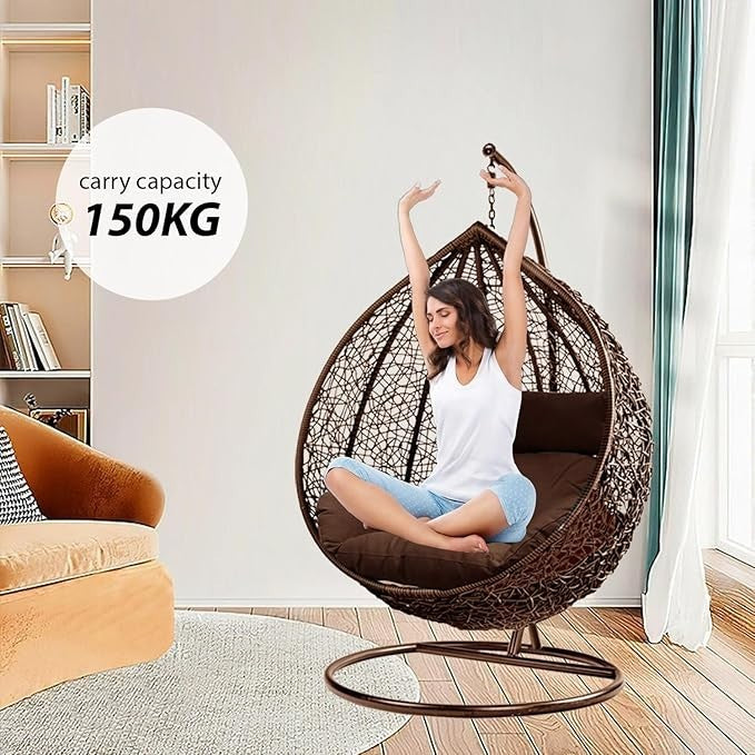 Outdoor Hanging Egg Chair with Cushion – Rattan Swing Seat, Garden Furniture