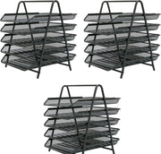 3-Pack 5-Tier Wire Mesh Letter Tray Desk Organiser A4 Paper Holder