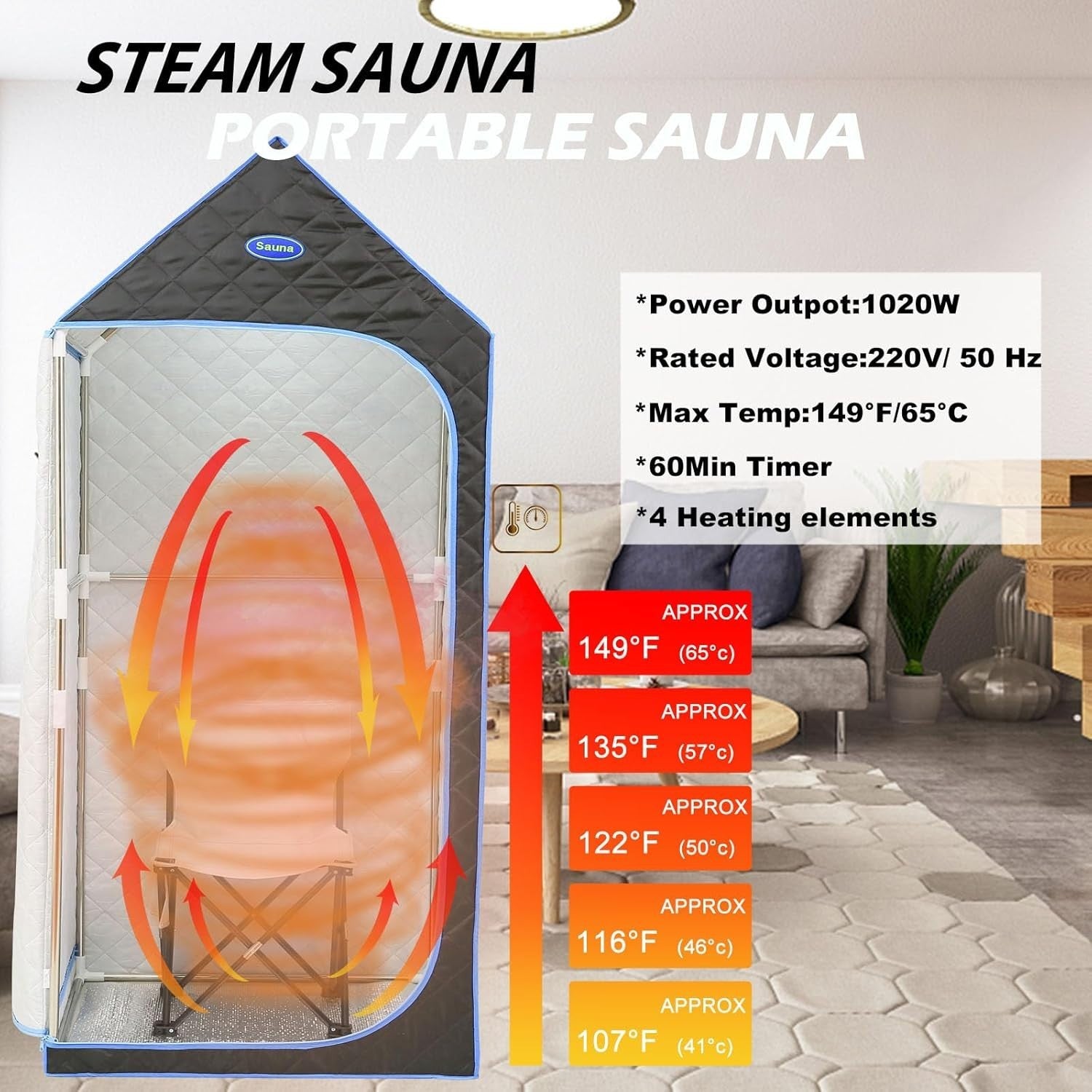 Portable Full Body Steam Sauna Tent w/ 3L Steamer & Remote – XL Home Spa