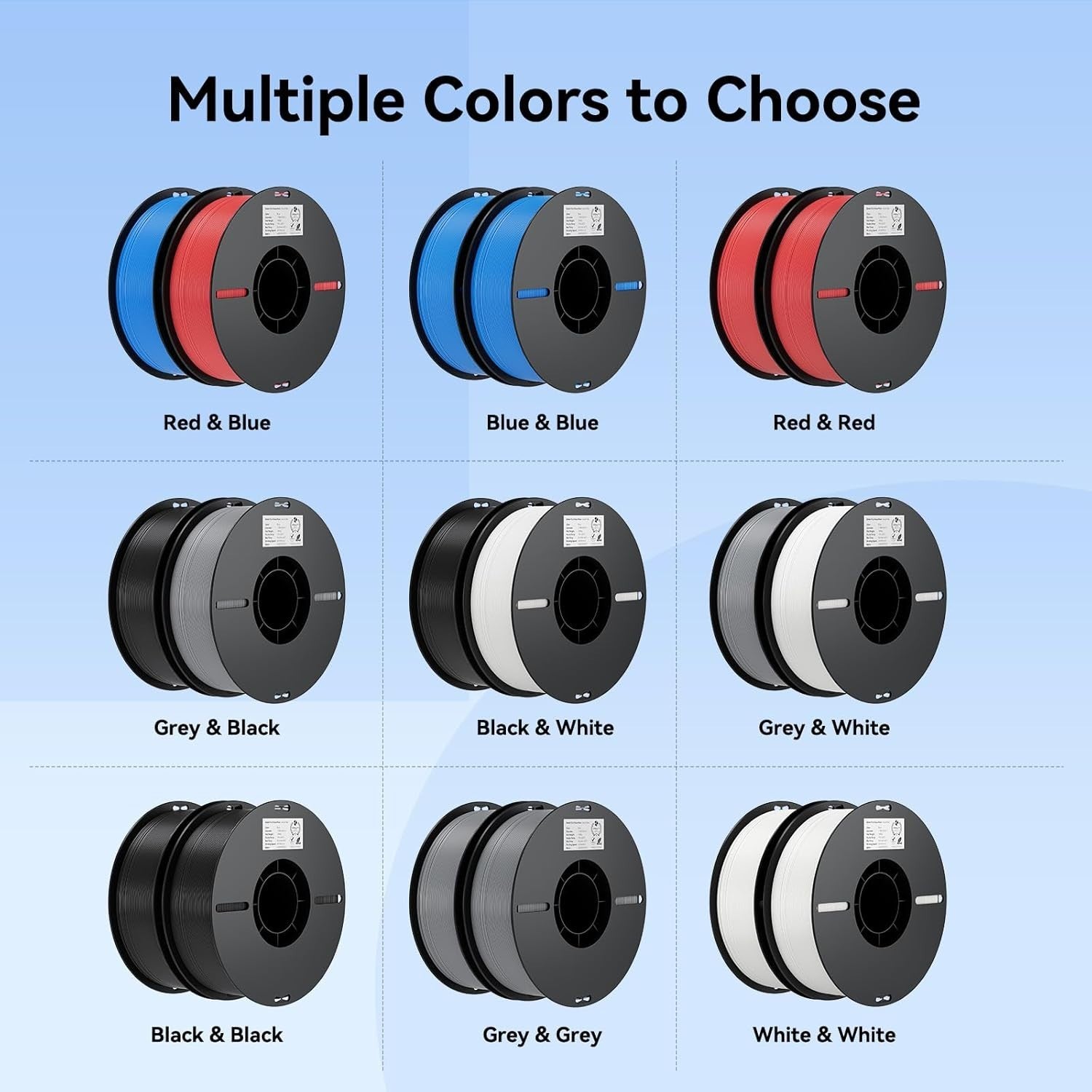 PLA 3D Printer Filament 1.75mm 10KG Value Pack No Clog