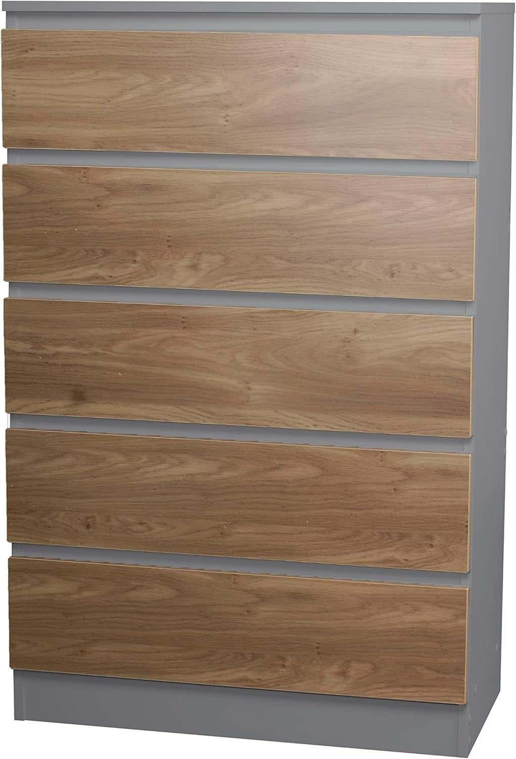 5 Drawer Chest Grey Oak Bedroom Storage Unit Cabinet Modern Slimline