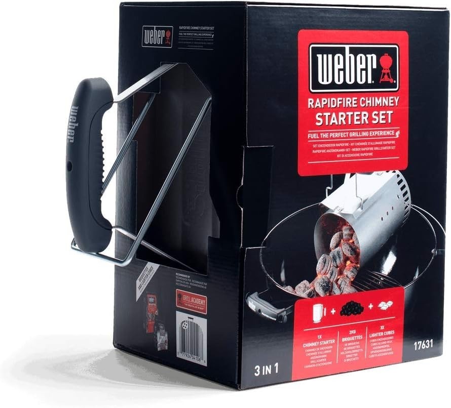 57cm Charcoal BBQ Grill with Chimney Starter Set, Lid Thermometer & Wheels