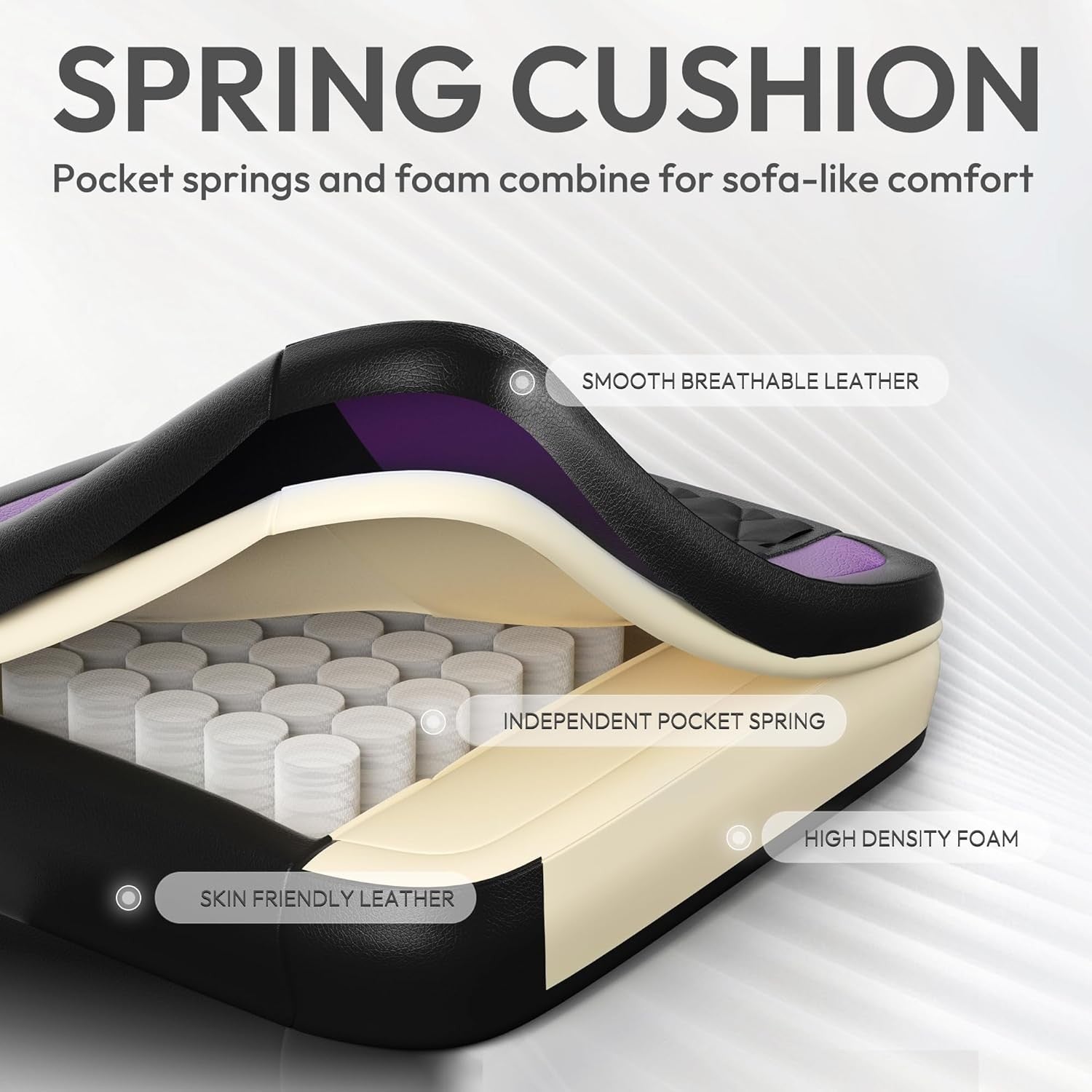 Ergonomic Gaming Chair Recliner w/ Footrest Massage White/Purple