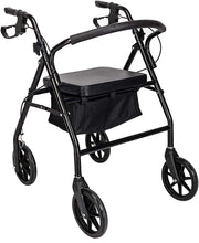4 Wheel Rollator Walker with Seat Backrest Folding 8 Inch Wheels Lightweight