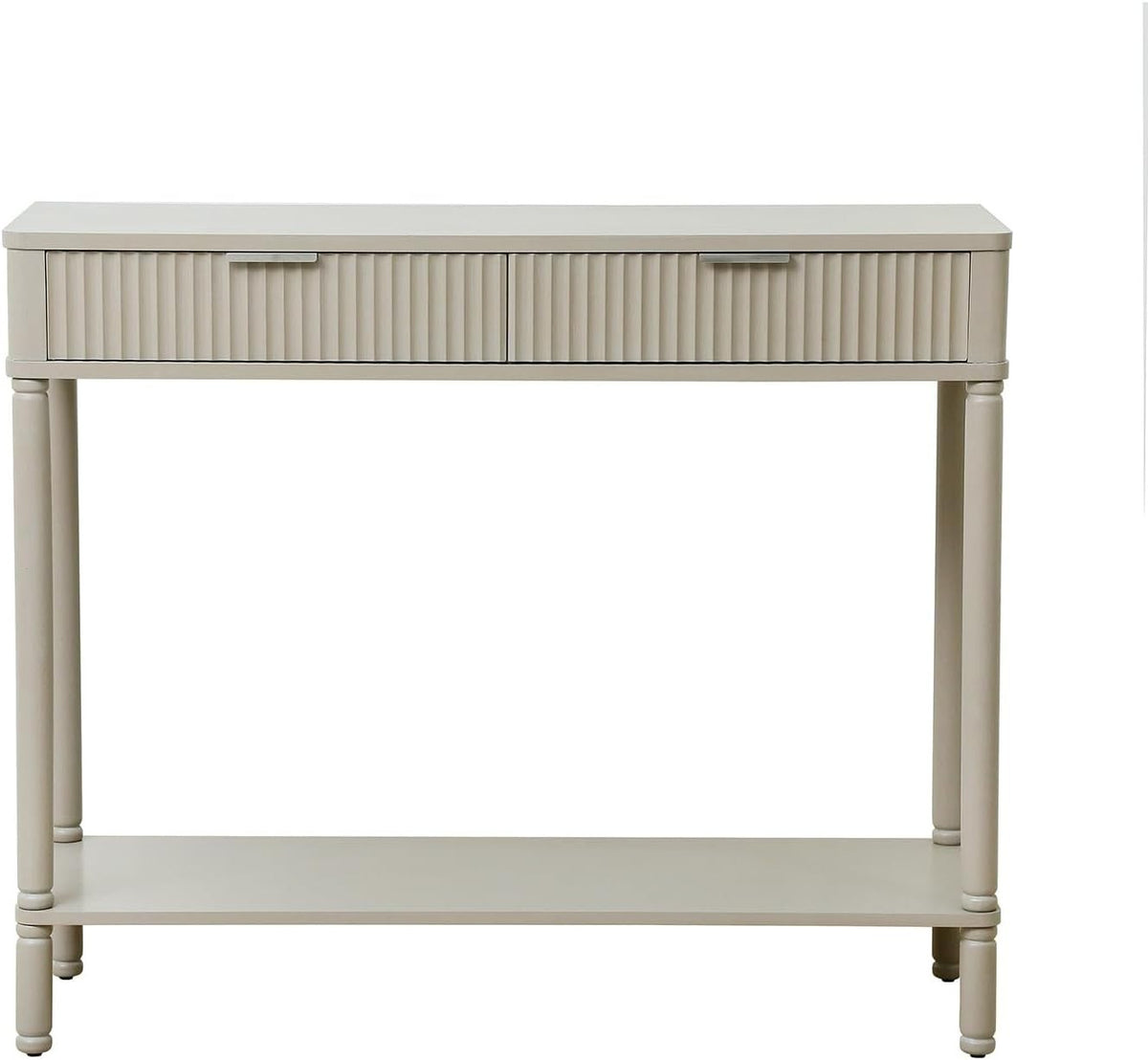 Slim Wooden Console Table with 2 Drawers & Storage Shelf, Taupe 90x75x32cm