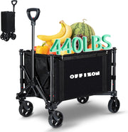 Heavy Duty Foldable Camping & Shopping Trolley 440lbs Utility Wagon Black